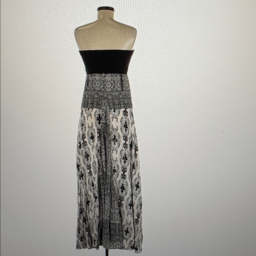 Free People Black White Medium Strapless Dress 💘  Maxi Long Excellent Condition - Picture 4 of 6